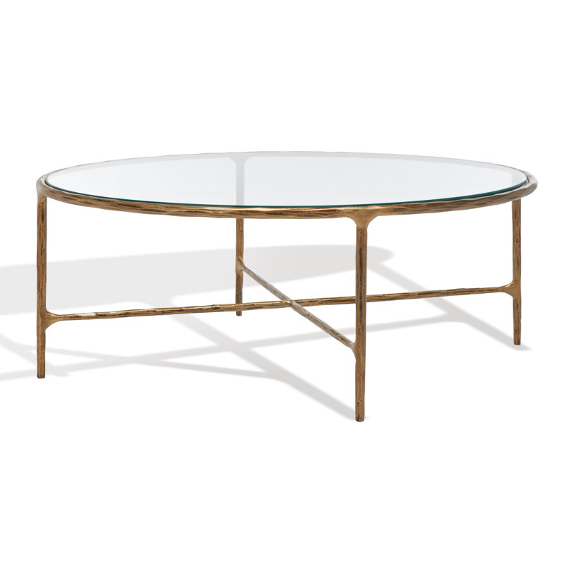 Evelynn Glass Top Coffee Table Joss Main Table Top Color Black Table Base Color Brass
